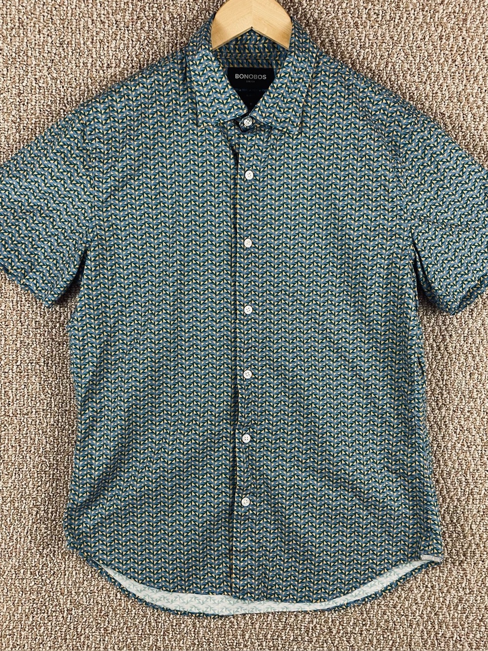 Bonobos Shirt Mens Medium Slim Fit Stretch Short Sleeve Abstract T685